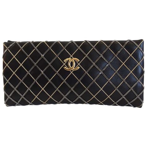 brown leather chanel clutch with stitching|chanel clutch with chain price.